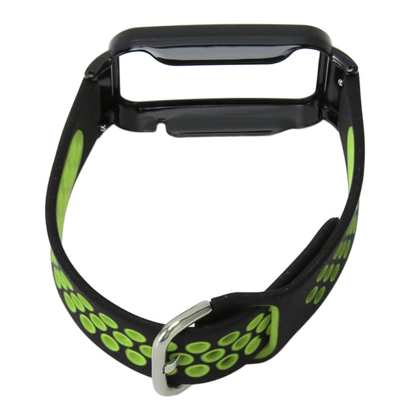 Åndbar silikonerem med beskyttende bumper-etui Tilbehør Passer til Mi Band 7 Pro Sort Grøn og Sort Etui