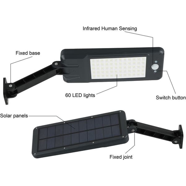 60 LED Solar Wall Light Dimmable Street Light PIR Motion Sensor Outdoor Yard with Remote Control Waterproof Solar Lamp for Garden