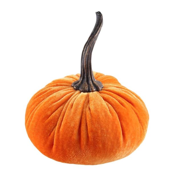 Store fløjlgræskar til dekoration, håndlavede kunstige høstgræskar, efterårs Thanksgiving boligindretning (orange)