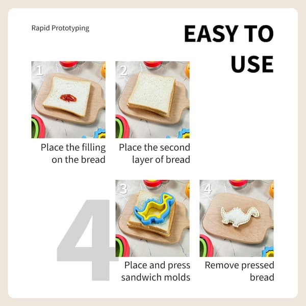 Sandwichkutter og -forsegler for lunsj - 5 stk Uncrustable Maker for matboks og bentoboks - Kakeformer for gutter og jenter