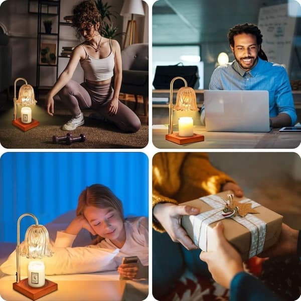 Bordlamper Lysvarmer med Timer – Dimbar Lampesokkel & Voksvarmer, Perfekt som Bord- og Sengelampe_TF_TF