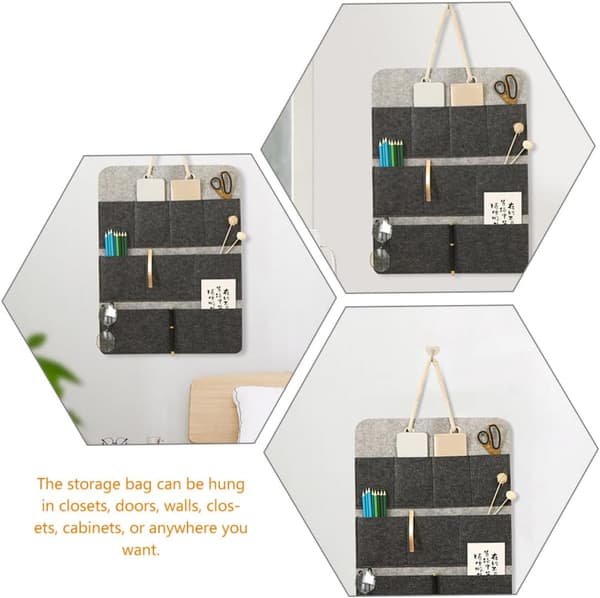 Hanging Felt Storage Bag with Multiple Pockets and Holes in Various Sizes