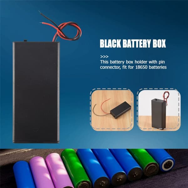 3.7V 2X 18650 On/Off Switch Battery Holder Connection Box Storage Box with Wire