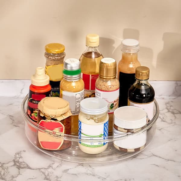 Storage Shelf, 11.5 inch Upgraded Transparent Turntable, Rotating Spice Storage for Kitchen, Dining Room, Refrigerator, Bathroom