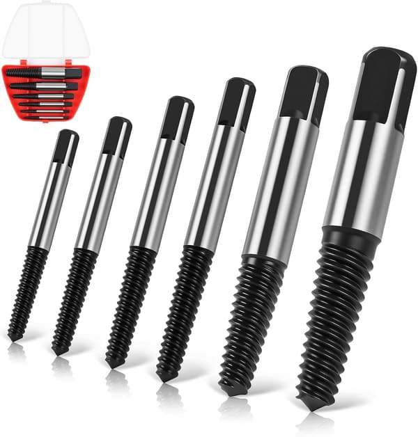 6-piece Screw Extractor Set, Left-Handed Bolt Extractor, for Removing Damaged, Rusted, Stripped, or Broken Screws