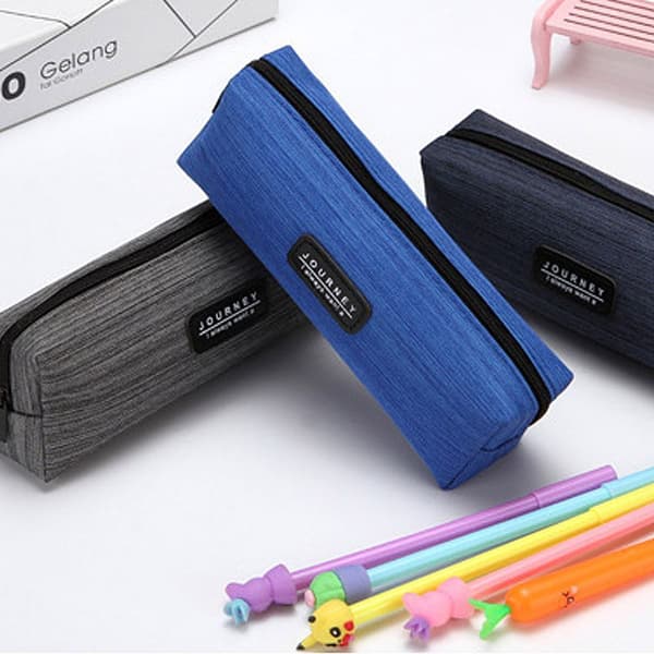 Creative simple pencil case in striped navy blue oxford fabric