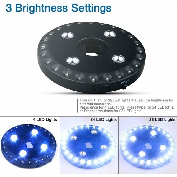 Garden Umbrella Light, Umbrella Light with 28 LED Bulbs, Freestanding or Hanging Light, 3 Light Modes to Adjust the Light