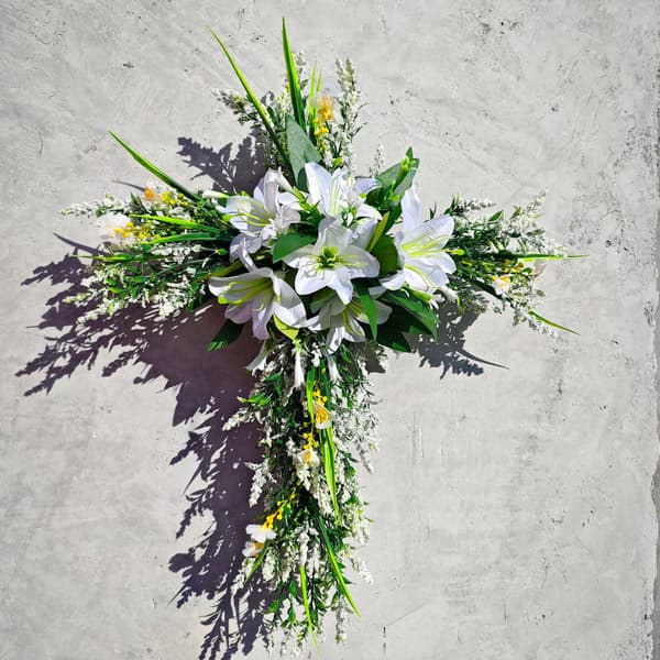Easter Wreath Cross, Lily Wreath Door Hanging Decoration