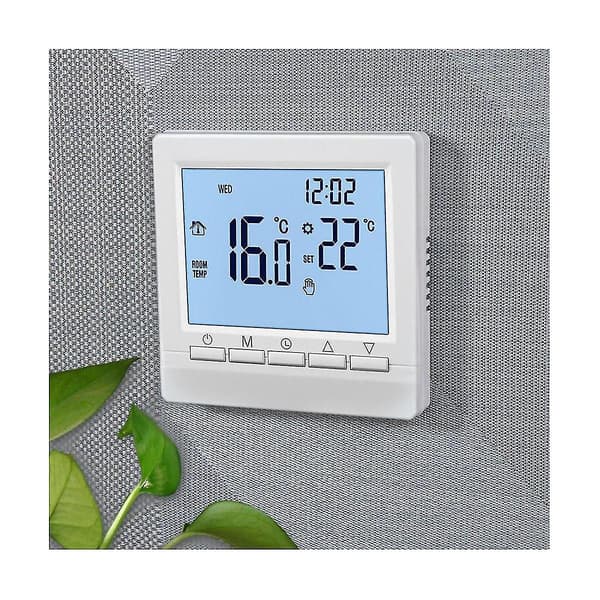 Thermostat with Backlit LCD Screen Wall Room Heating Temperature Controller - White Light