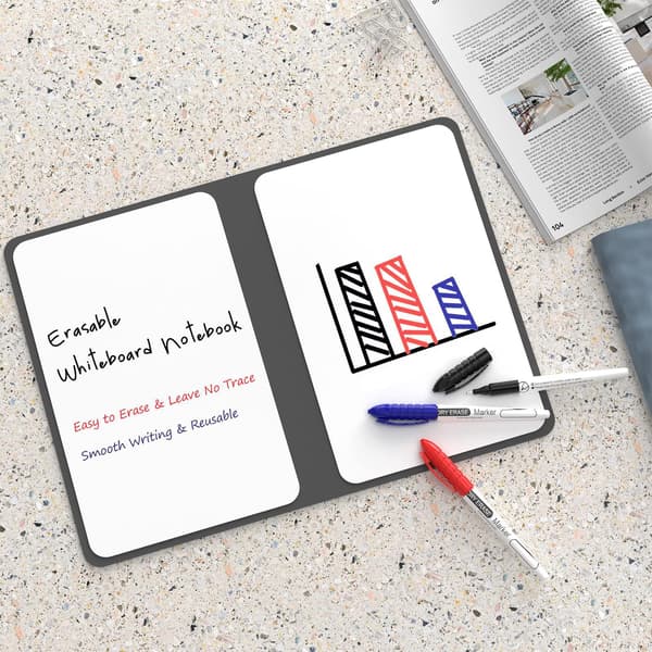 Dry Erase Small Whiteboard A5 Notepad, Mini Desktop Whiteboards with Erasable Pens (Pen Styles are Random)