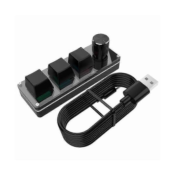 Three Keys USB Wired Mini Keyboard Knob Mechanical Keyboard Quick Office Volume Control Keyboard for