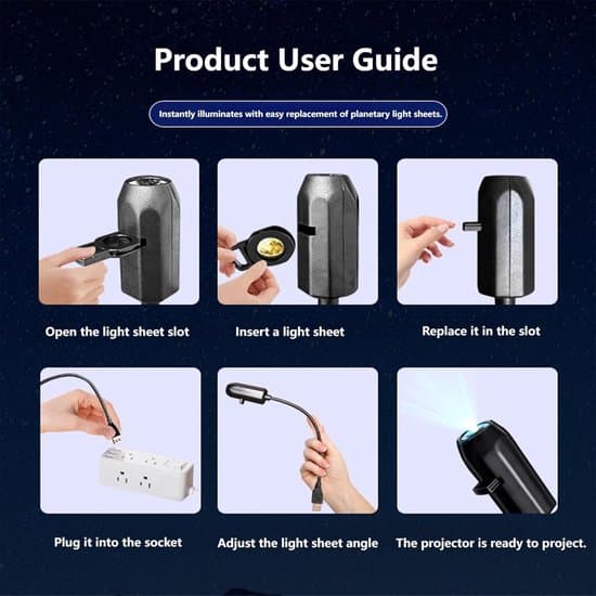 Projector - Planet Projector Starry Night Light - Galaxy Projector for Bedroom and Kids' Room - Space Lamp with Planets - USB Powered - 10 Patterns - 1 Piece