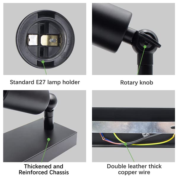 E27 Wall Lamp, 2-pack Wall Lights, Matte Black Wall Lamps, Rotatable Wall Spotlights, Wall Lamp Fixtures, Without Bulb
