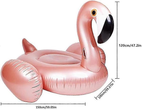 Flamingo Pool Float, Oppustelig Bademadras Ride on Pool Lounger Vandlegetøj Til Sjov (Rosaguld)