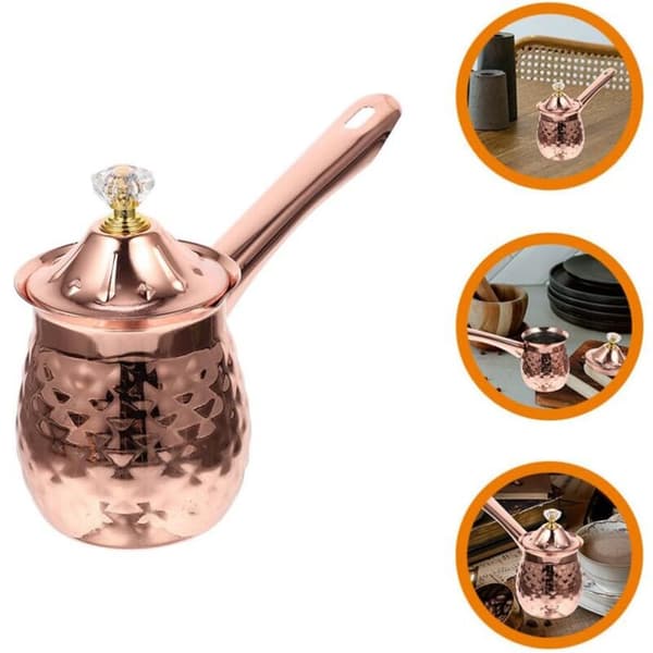 Copper Turkish Coffee Pot, Tea Coffee Maker, Milk Warmer, Hot Chocolate, Butter Pot 600 ml, or Pink