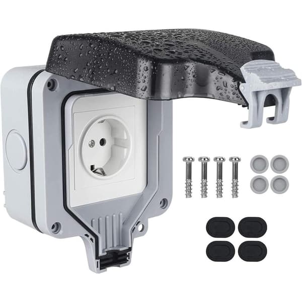 Waterproof Outdoor Wall Socket, IP66 Waterproof Outdoor Socket for Kitchen, Bathroom, Garage, Pool and Garden