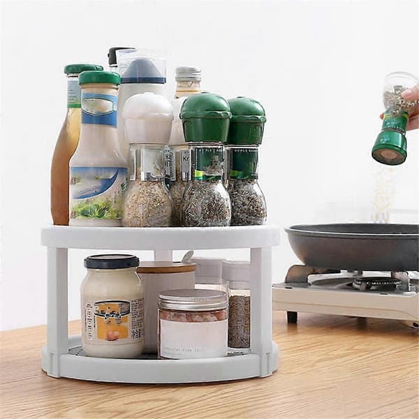 2-Tier Non-Slip Rotating Storage Shelf for Spices, 360° Rotating Spice Organizer, for Pantry, Cabinet, Kitchen