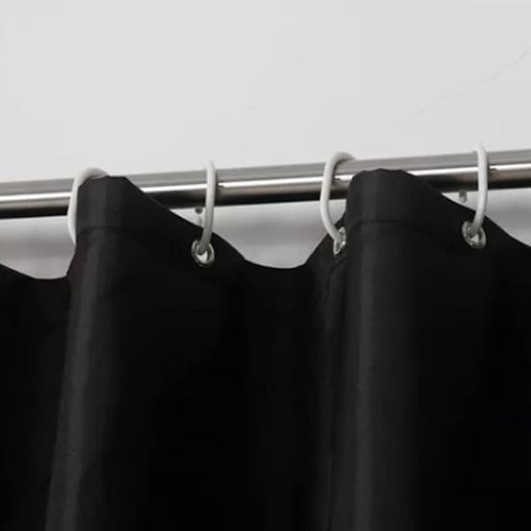 Black Shower Curtain in Thick, Waterproof Polyester Fabric, 200 x 200 cm