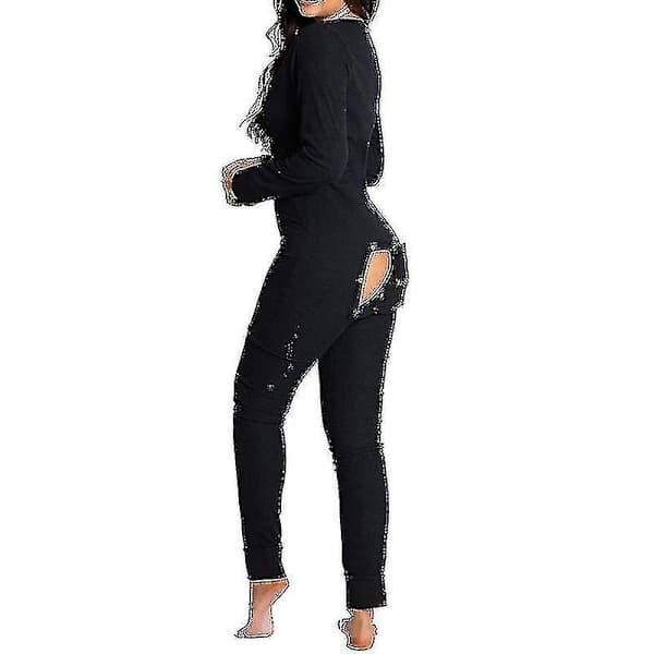 Pyjamas Dam Jumpsuit Sovkläder Kostym Bakre Rumpa Öppen Loungewear