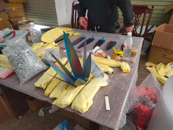 Blå 35 cm trädgårdsdekoration - DIY metall agave växt - trädgårdsdekoration