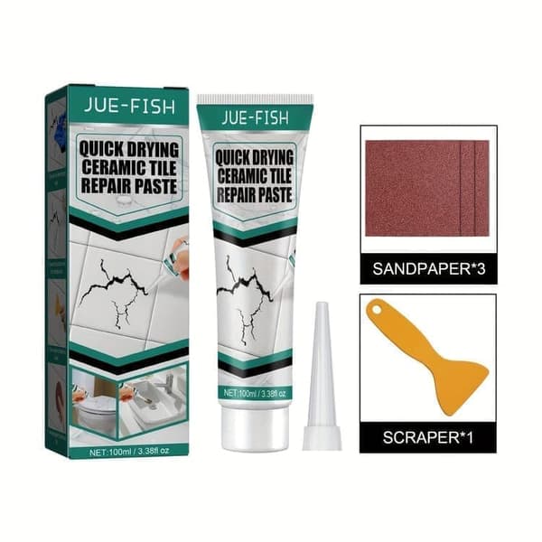 Tile Repair Kit - Waterproof and Quick-Drying Repair Paste with Sandpaper and Spatula