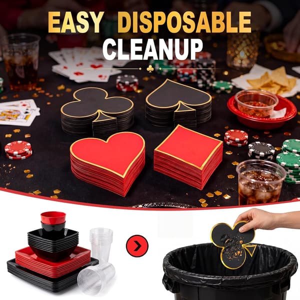 100-pack casinococktailservetter, 4 pokerkortsdesigner, guldkant style_name