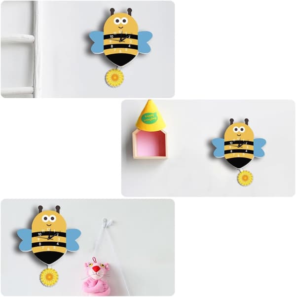 Silent Wall Clock Large Arabic Numeral Display Bee-shaped Eco-friendly PVC Foam Board