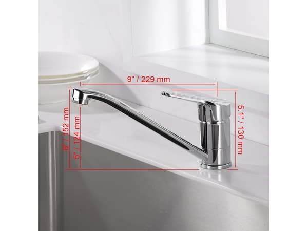 Silver Roma Single-Lever Mixer for Kitchen Sink with Chrome Finish and Ceramic Cartridge - Easy Installation