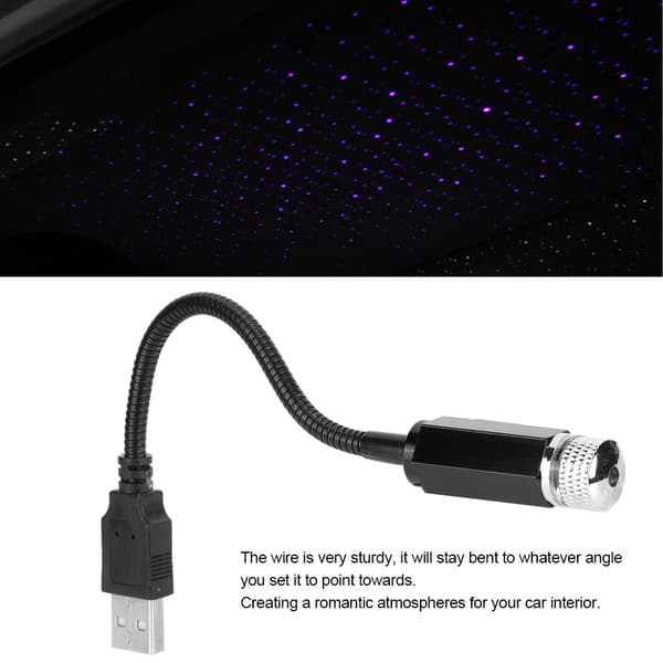 USB Car Roof Starry Sky Light Romantic Universal Mood Projector Decorative Lamp Blue Purple