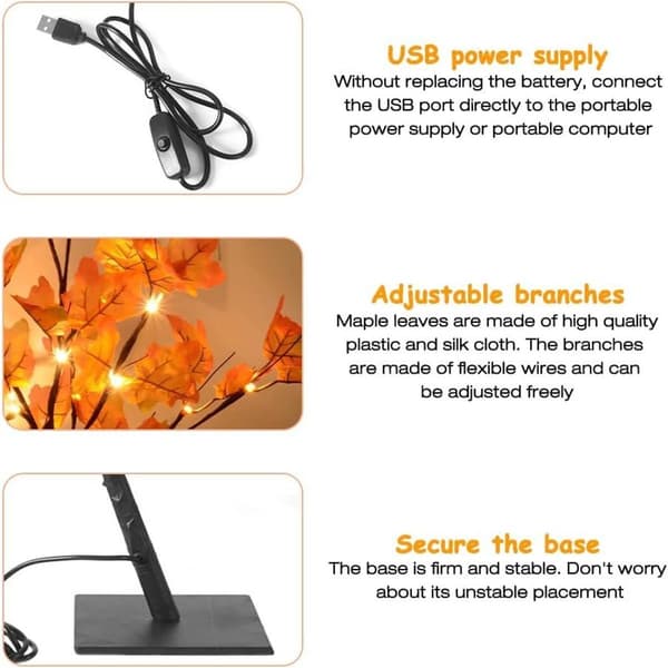 Artificial Maple with 24 LED Lights, 55 cm, Luminous KLB