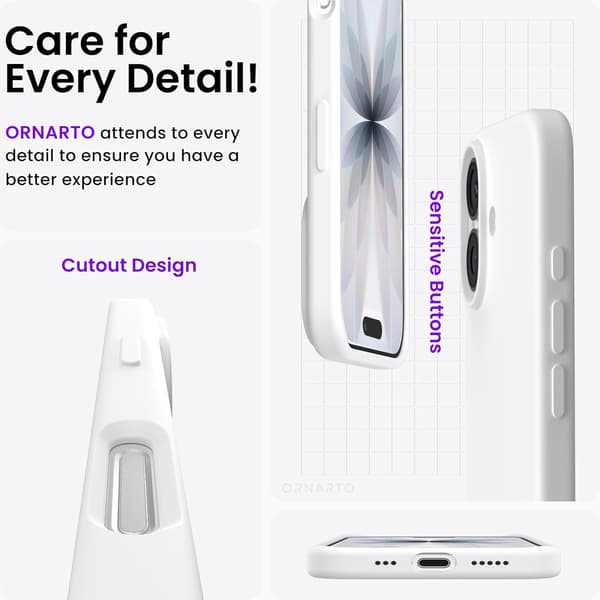Compatible with iPhone 17 6.3-inch Protective Case, Slim Liquid Silicone 6-Layer Full Coverage Soft Rubber. Pure white Pure white