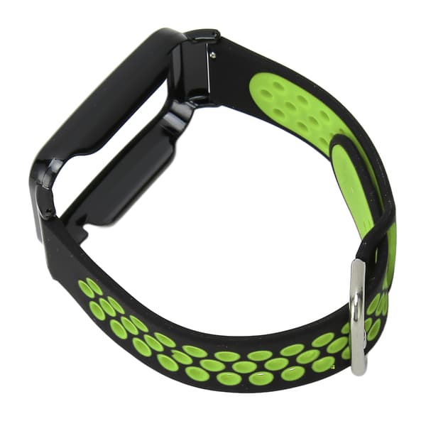 Åndbar silikonerem med beskyttende bumper-etui Tilbehør Passer til Mi Band 7 Pro Sort Grøn og Sort Etui