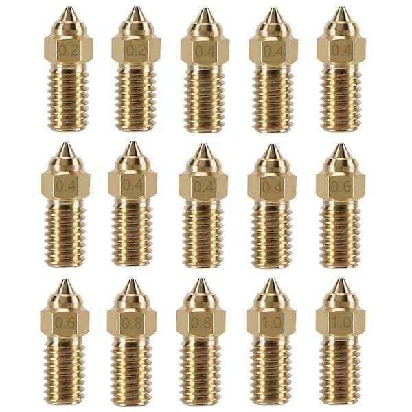 15 stk Messingdyser Kit til Neptune 4, 3D-printer, 7 stk 0,4 mm og 2 stk 0,2 mm, 0,6 mm, 0,8 mm, 1,0 mm Dysesæt