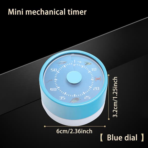 Køkkentimer i stål vintage med magnetisk bagside, 60-minutters nedtælling og høj ringetone - Ideel mekanisk timer til madlavning Blå Blue