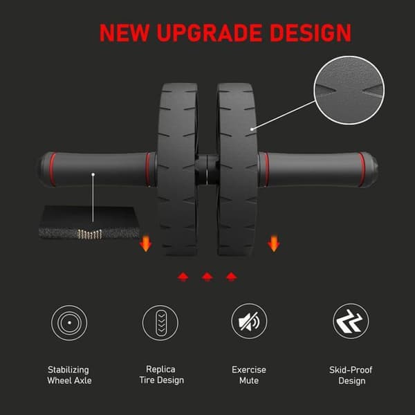 Professional Abdominal Wheel with Knee Pads, Non-Slip Surface, for Beginners and Experts, Abdominal Strengthening and Core Training