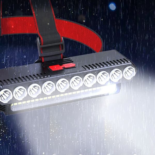 Dobbel lyskilde LED-hodelykt USB-oppladbar utendørsbelysning Vanntett og kraftig hodebåren hodelykt, 10LED