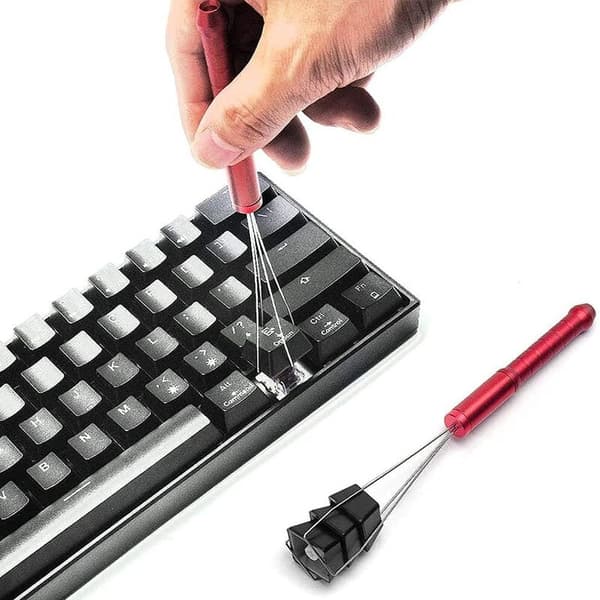 Fjernelsesværktøj til tastaturhætte i aluminiumslegering i tre trin til computermekanisk tastaturhættefjerner (rød)