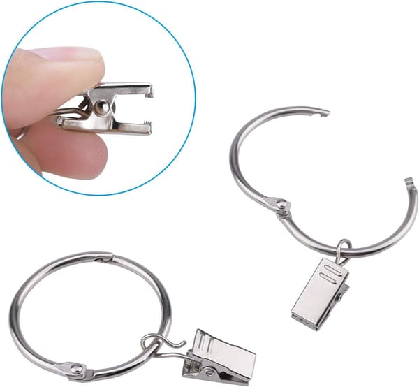 (Silver), 30 Stycken Gardinringar med Clips, Metallgardinringar