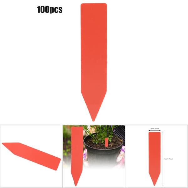 100 Pcs Plastic Flower Plant Name Garden Marker Label (Red)