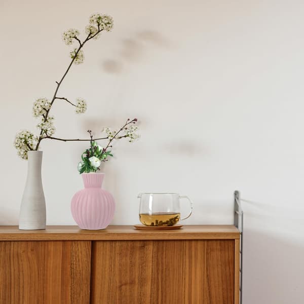 Keramisk Blomstervase Unik Utvendig Design Enkel å Vedlikeholde Rosa Hydroponisk Beholder
