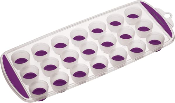 Iskubebrett med silikonbase, 21 utskyvende isbiter, 11,9 x 29,9 x 2,5 cm, lilla Purple Purple