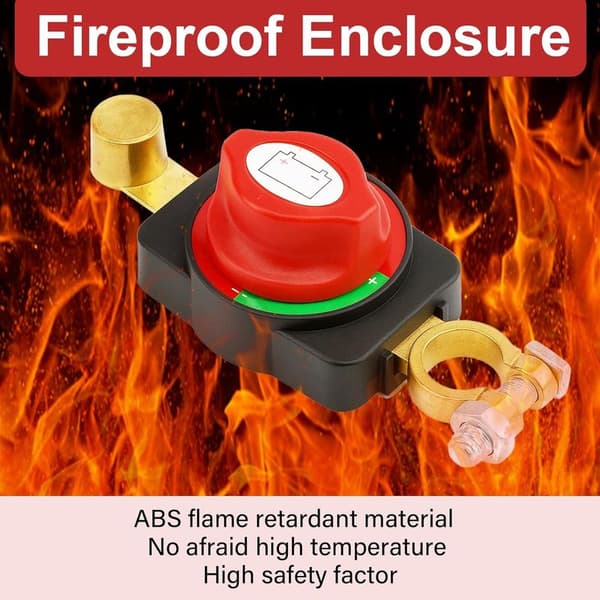 12V 24V 48V Battery Disconnect Switch, Adjustable 180° Waterproof Blade Switch, High Conductive Brass Battery Switch for Car, Boat