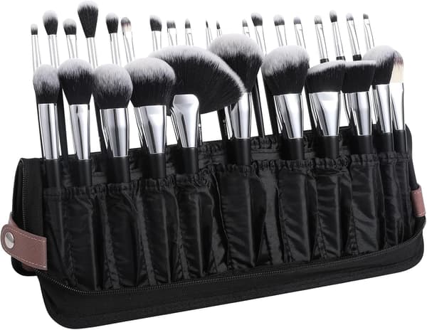 Svart - Bærbar makeup taske til kosmetik, makeup børster, tal