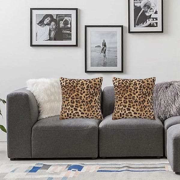 Leopard Pudebetræk 45x45 cm Sofapudebetræk Sæt med 2 Moderne Dekorative Firkantede Pyntepuder til Hjem Stue Soveværelse Sengepude