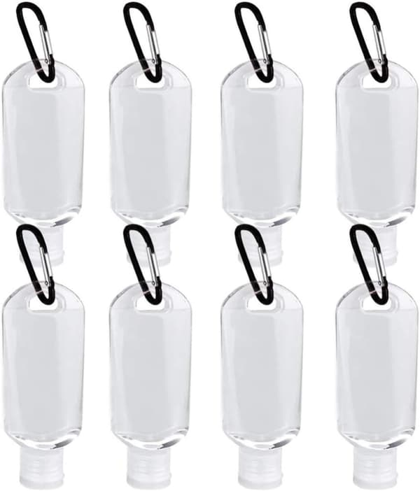 6 stk 50 ml påfyllbare flasker med krok reiseklemme