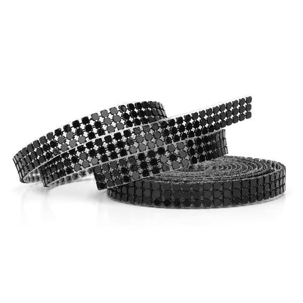 1,5 m 3 rækker aluminiumsnet rhinstensbånd sy strass-trim tøjtilbehør (sort)