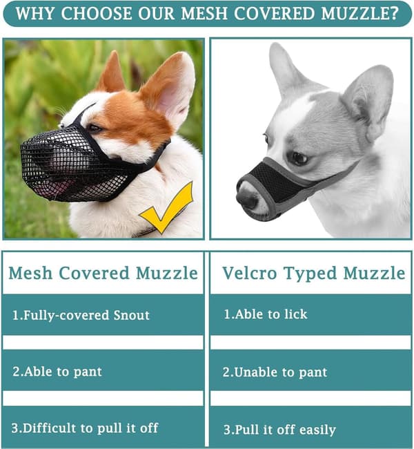 Dog Muzzle, Breathable Pet Mask Dog Training Muzzle for Small, Medium, Large Dogs (L)