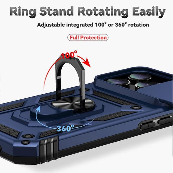 iPhone 16 Pro Max Case with Camera Protection and Kickstand, Military-Grade Shockproof, with Magnetic Car Mount, Blue