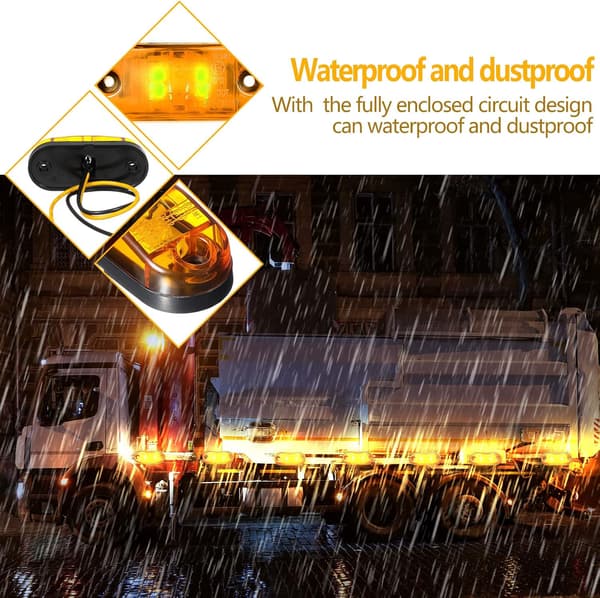 10 pcs 2.5 inch 2 Diodes Trailer Marker Waterproof LED