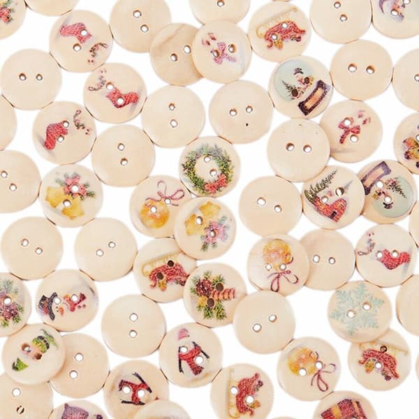 100 stk treknapper med 2 malte hull Scrapbooking sying 15 mm (5/8 tommer)